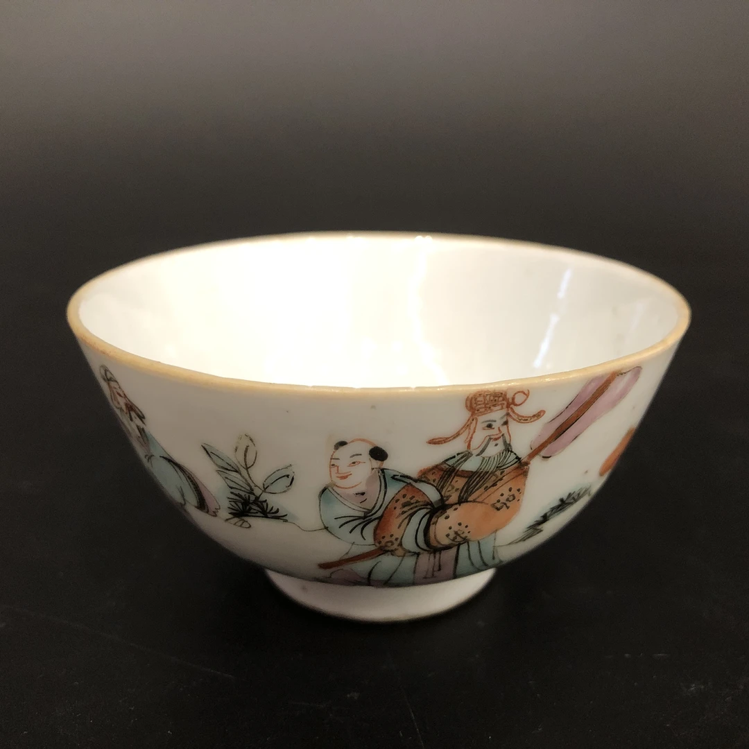 25100701民国粉彩人物故事茶圆 口径8.2cm