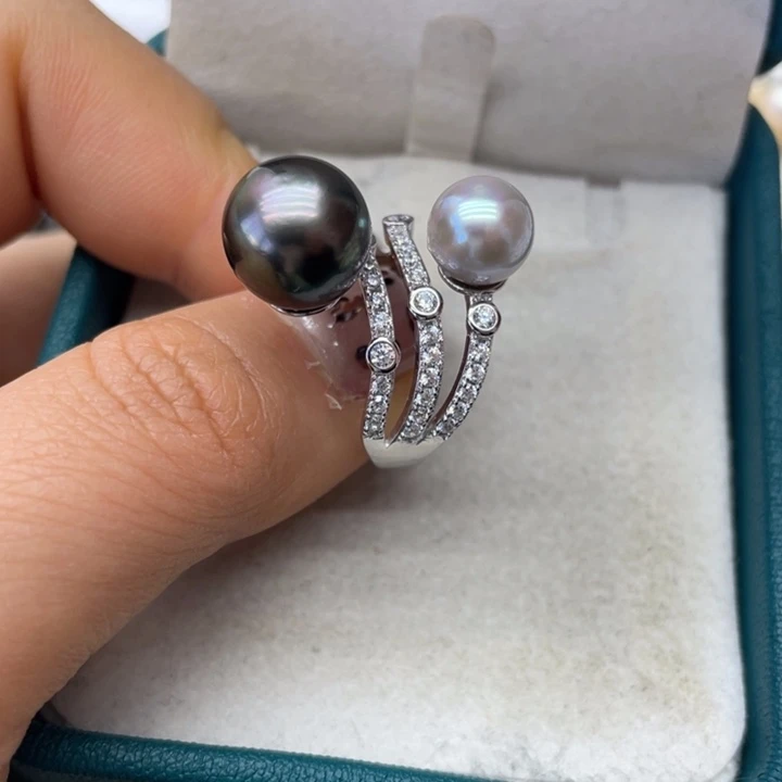 海水珍珠戒指银S925镶嵌