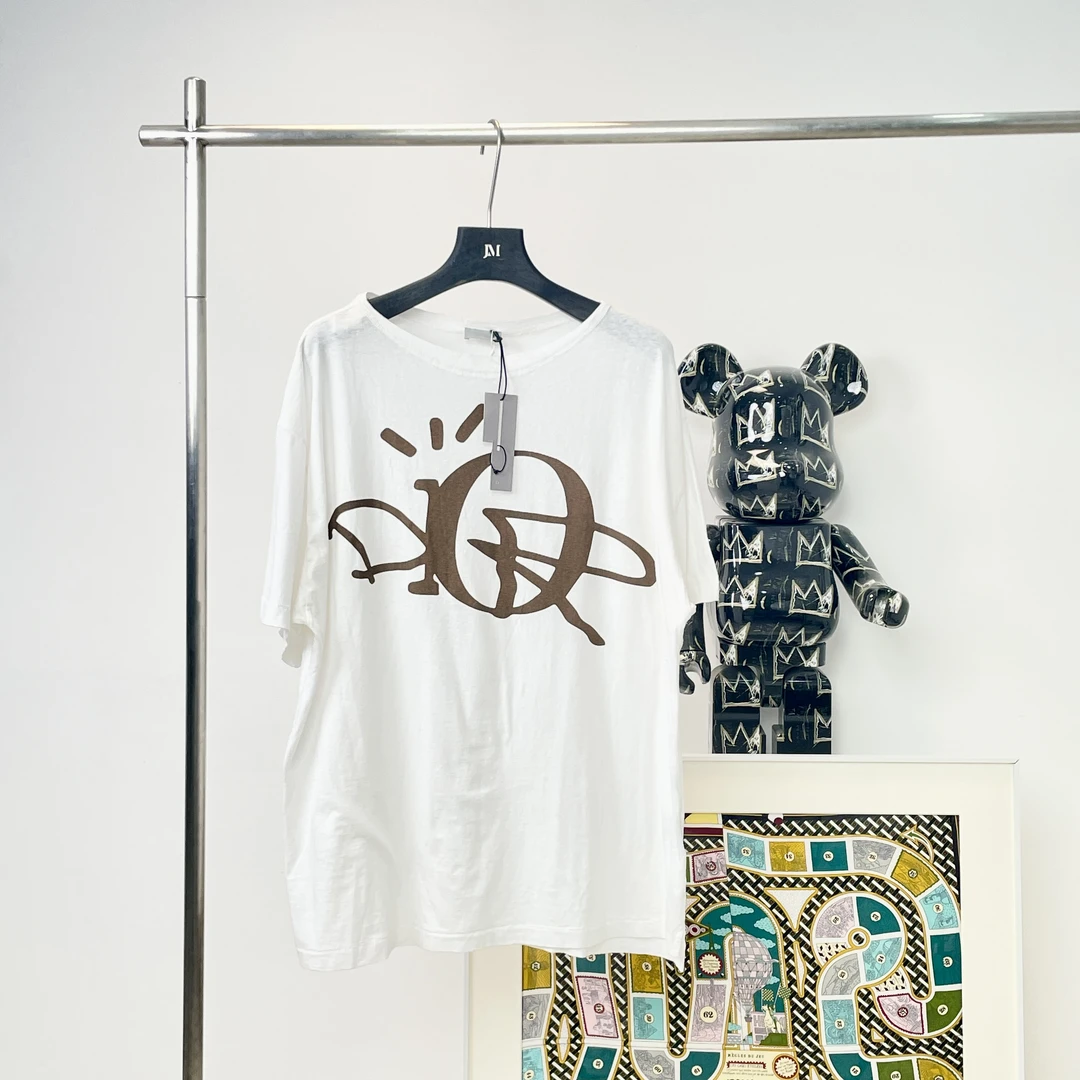 未使用 DIOR/迪奥 1284/1376/白色Logo印花短袖/M-XL