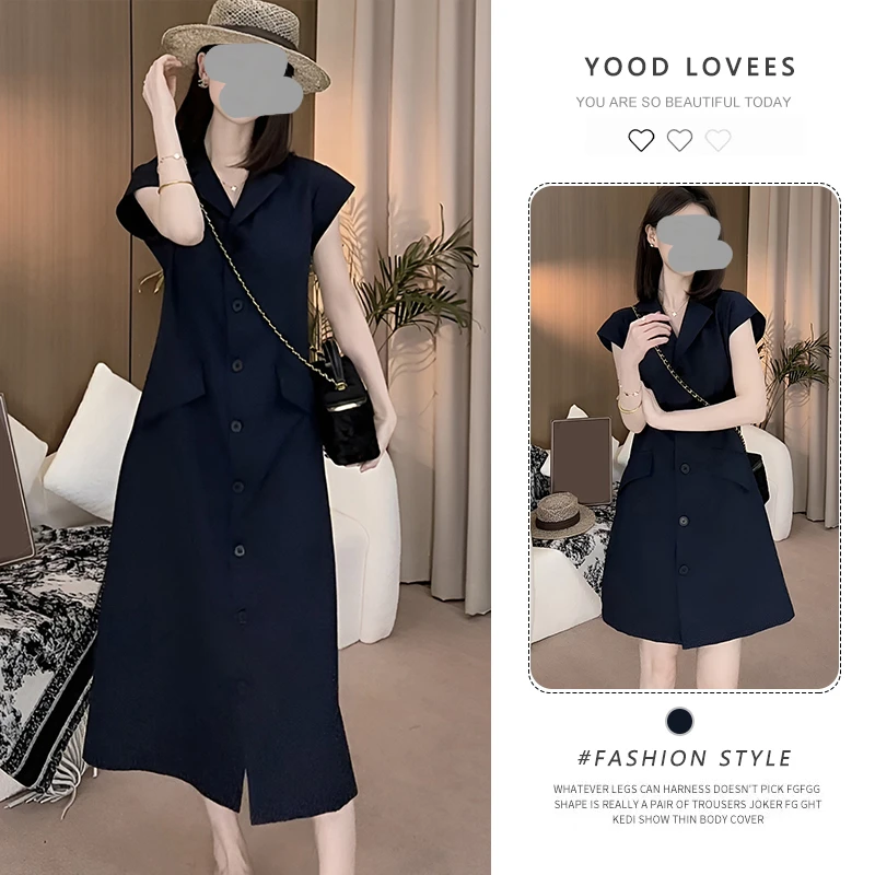 巨好看的法式赫本风小个子单排扣连衣裙女夏时尚洋气减龄衬衫裙子