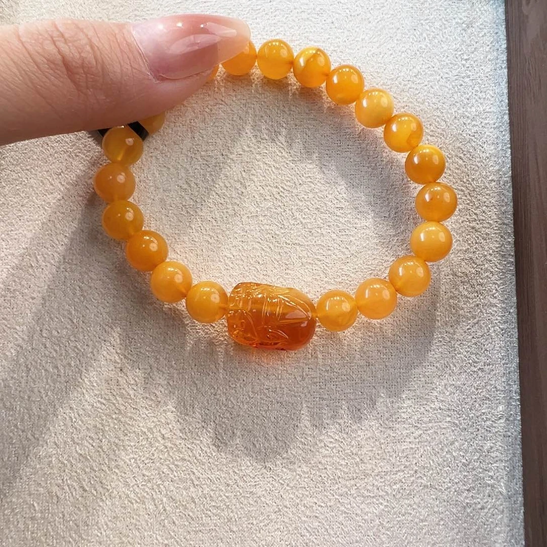 蜜蜡未镶嵌手链8.4mm蜜蜡手串