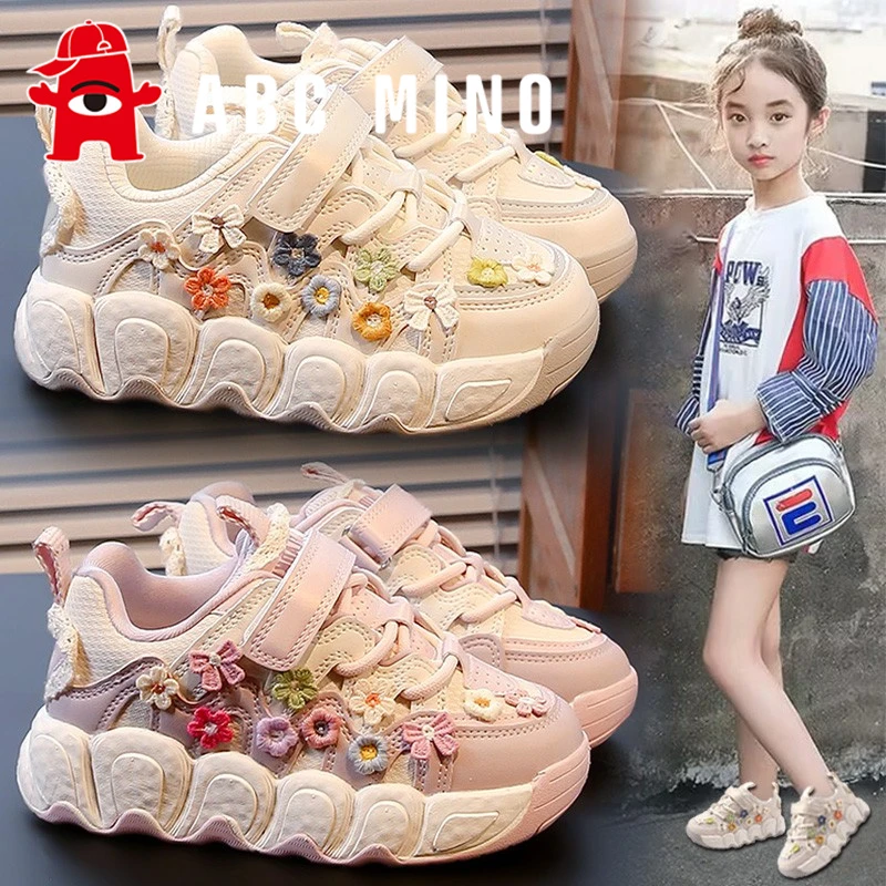 ABC MINO童鞋女童2025新款秋季儿童运动鞋女孩轻便大童公主老爹鞋