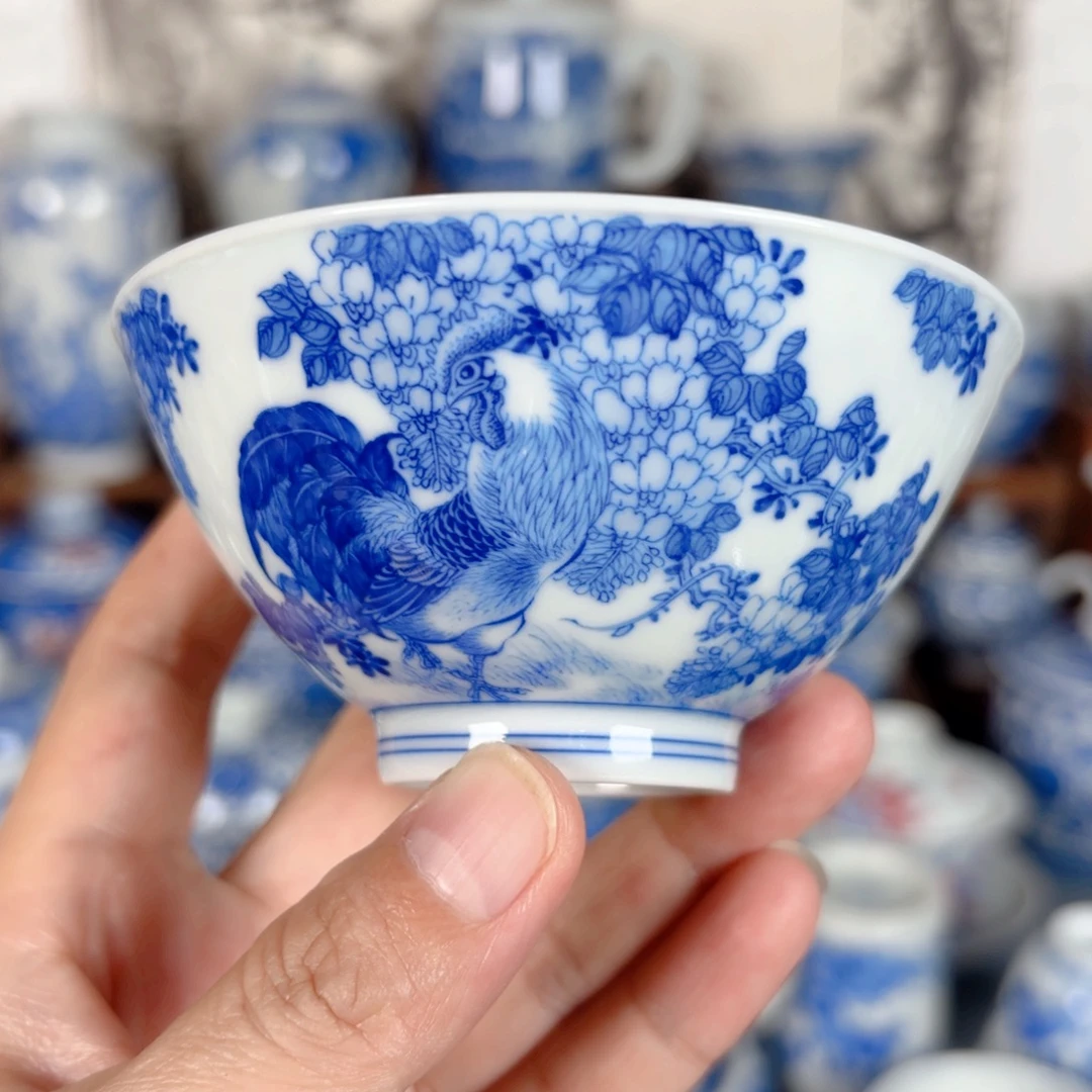 青花瓷器手绘作品陶瓷杯