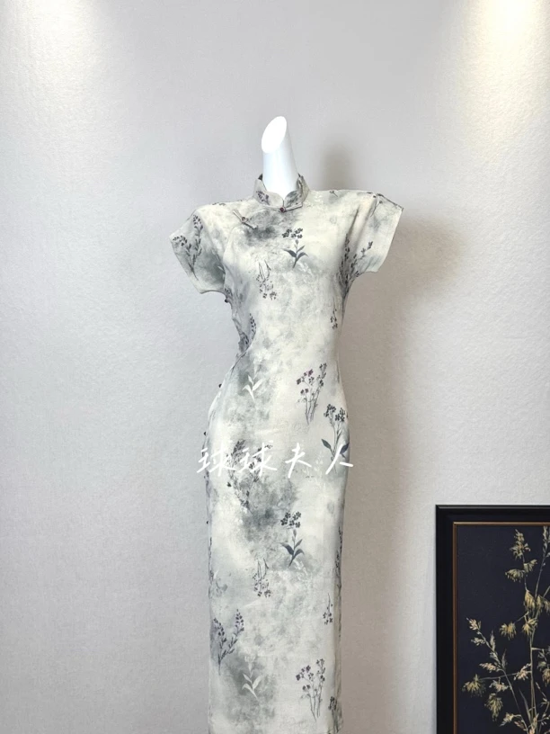 薰衣草）125cm改良新中式古法全开绝美日常可穿素雅夏季旗袍