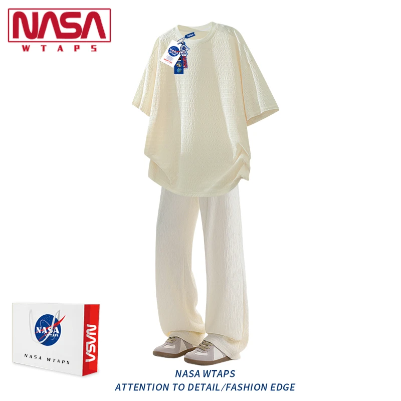 NASA WTAPS美式提花短袖t恤套装男款夏季薄款休闲服直筒裤一整套