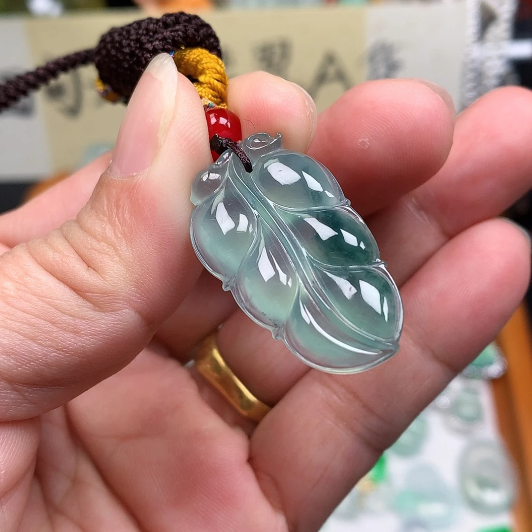 翡翠裸石缅甸天然A货翡翠冰种叶子