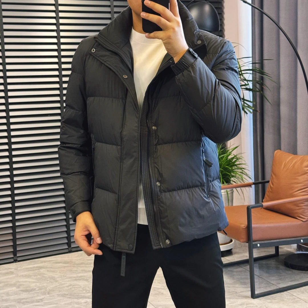 66328  加厚款立领羽绒服保暖冬季蓬松短款90白鸭绒羽绒外套男士