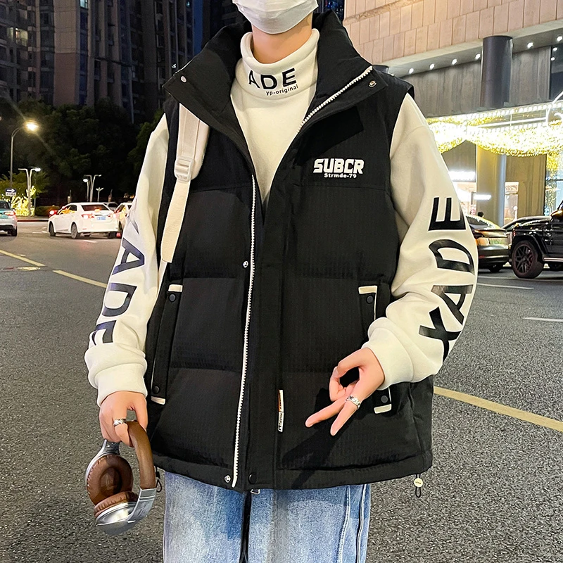 马甲男款冬季新款学院风防寒棉服百搭加棉加厚外套青少年棉衣男装