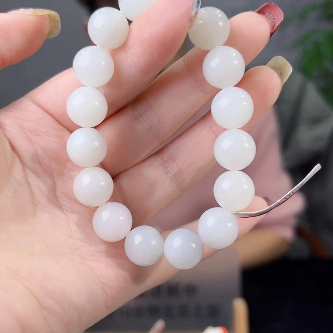 和田玉未镶嵌手链天然和田玉新疆且末天泰羊脂白玉卡12