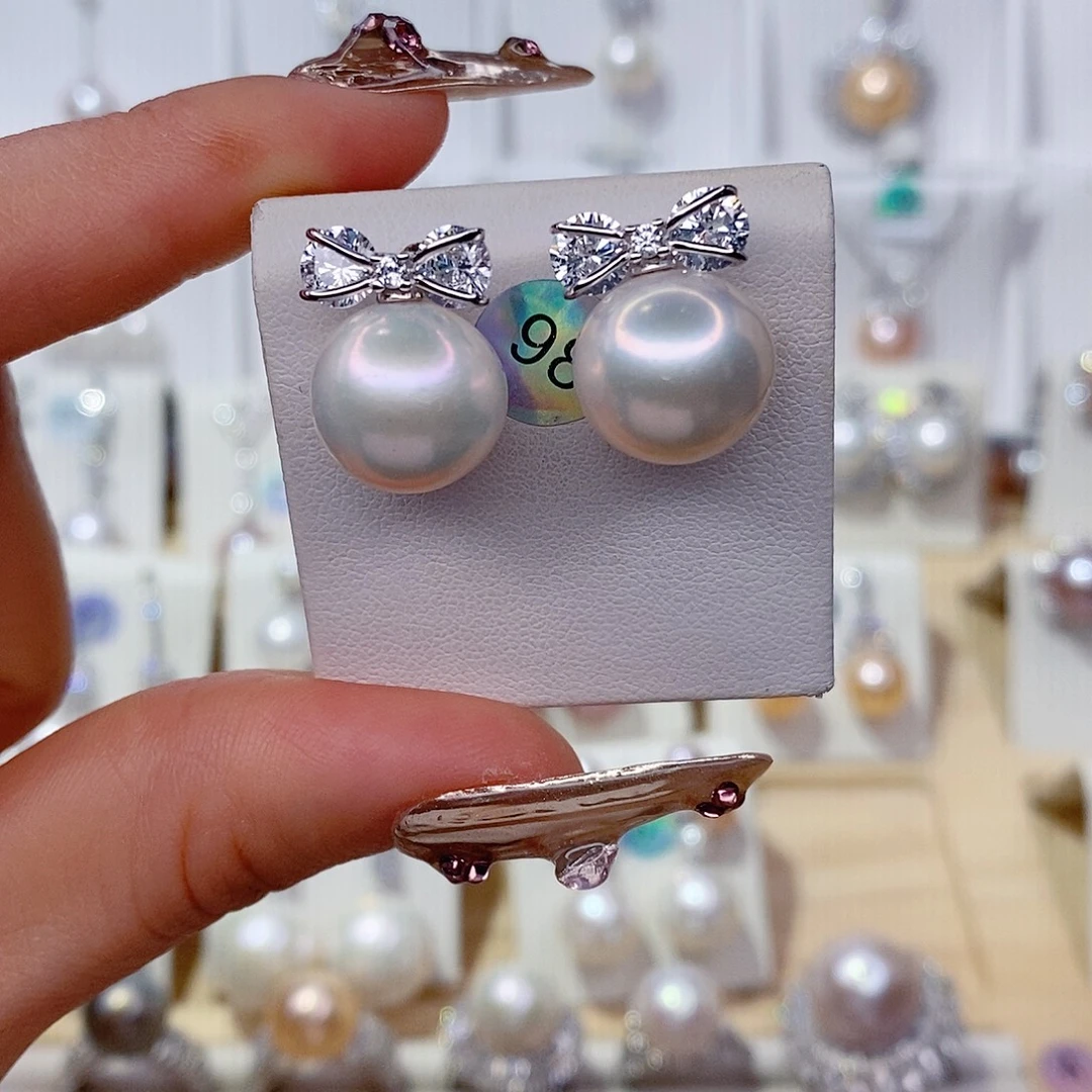 豫***见淡水珍珠耳饰银S925镶嵌12➕