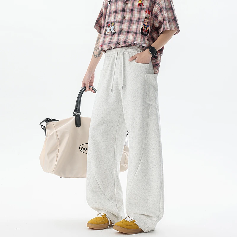 美式重磅cleanfit纯色运动卫裤男潮牌宽松垂感工装休闲裤