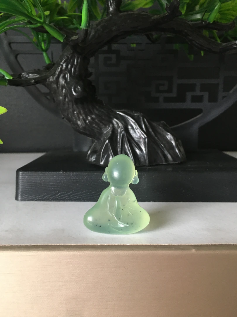 纯天然岫玉无相佛玉石茶宠小摆件手把件