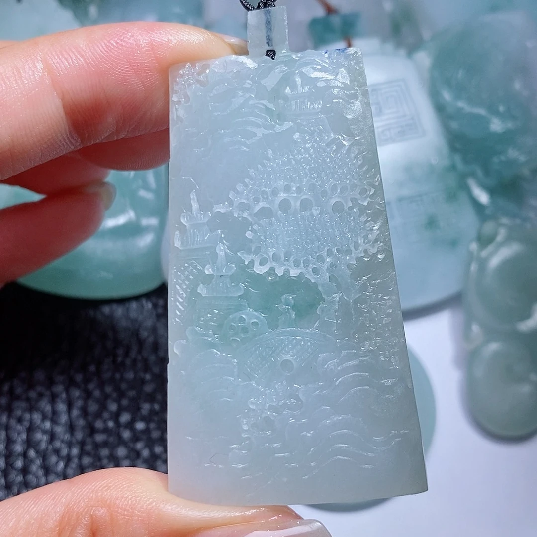 定制翡翠未镶嵌毛货付款后确认抛光