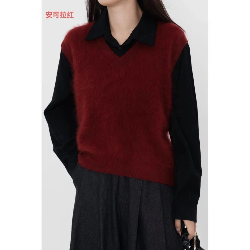 V领背心拉绒全羊绒【绒感轻柔】一线成衣百搭保暖秋冬时尚休闲923