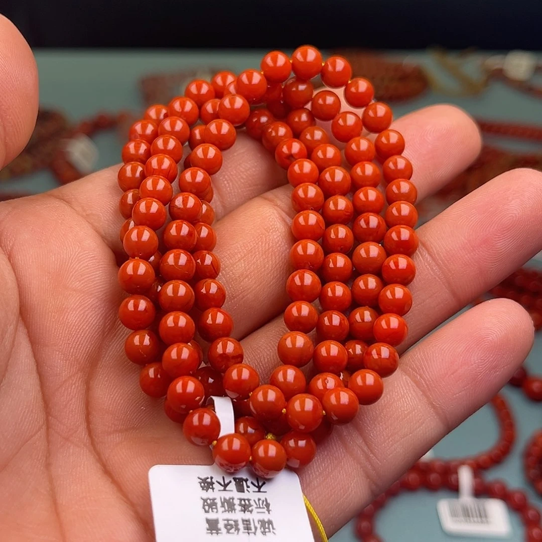 南红玛瑙未镶嵌手链柿子红卡6