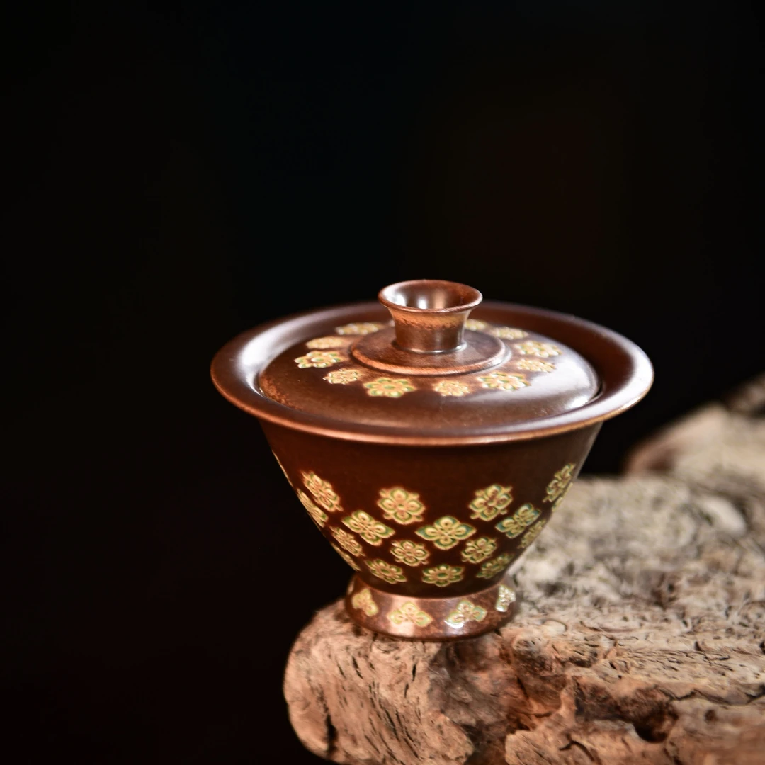 【小田甄陶】宝相-瓷茶记-斗笠盖碗-100ML（瓷茶BX0022）