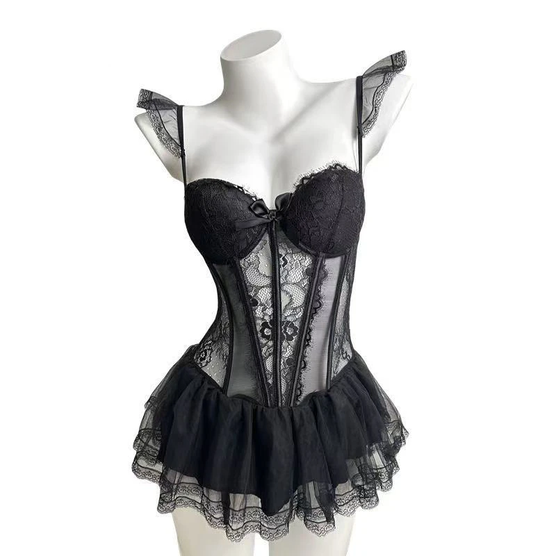 大榕家【邂逅】 性感低领抹胸睡衣女家居服套装