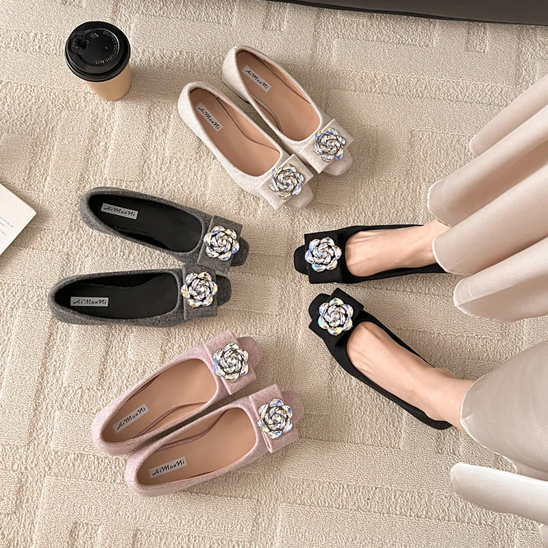 法式高级感方头水钻单鞋女2025春季新款气质通勤鞋职业工作高跟鞋