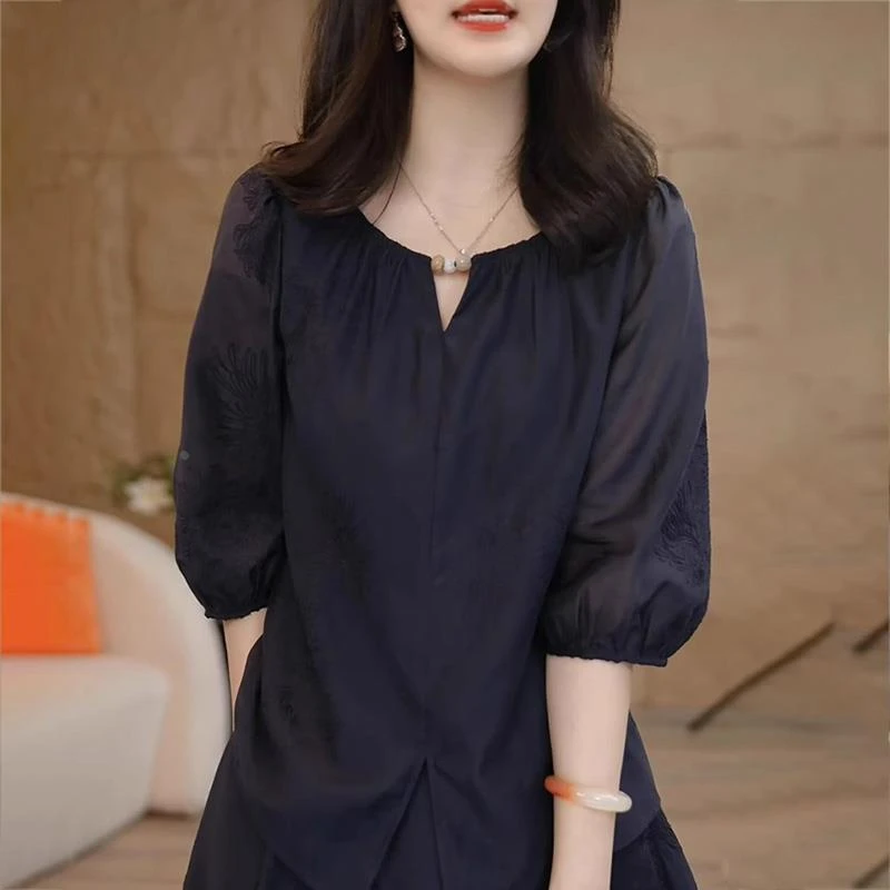 大码短袖T恤衫女夏2025新款高端欧货爆款胖mm显瘦遮肚子宽松上衣