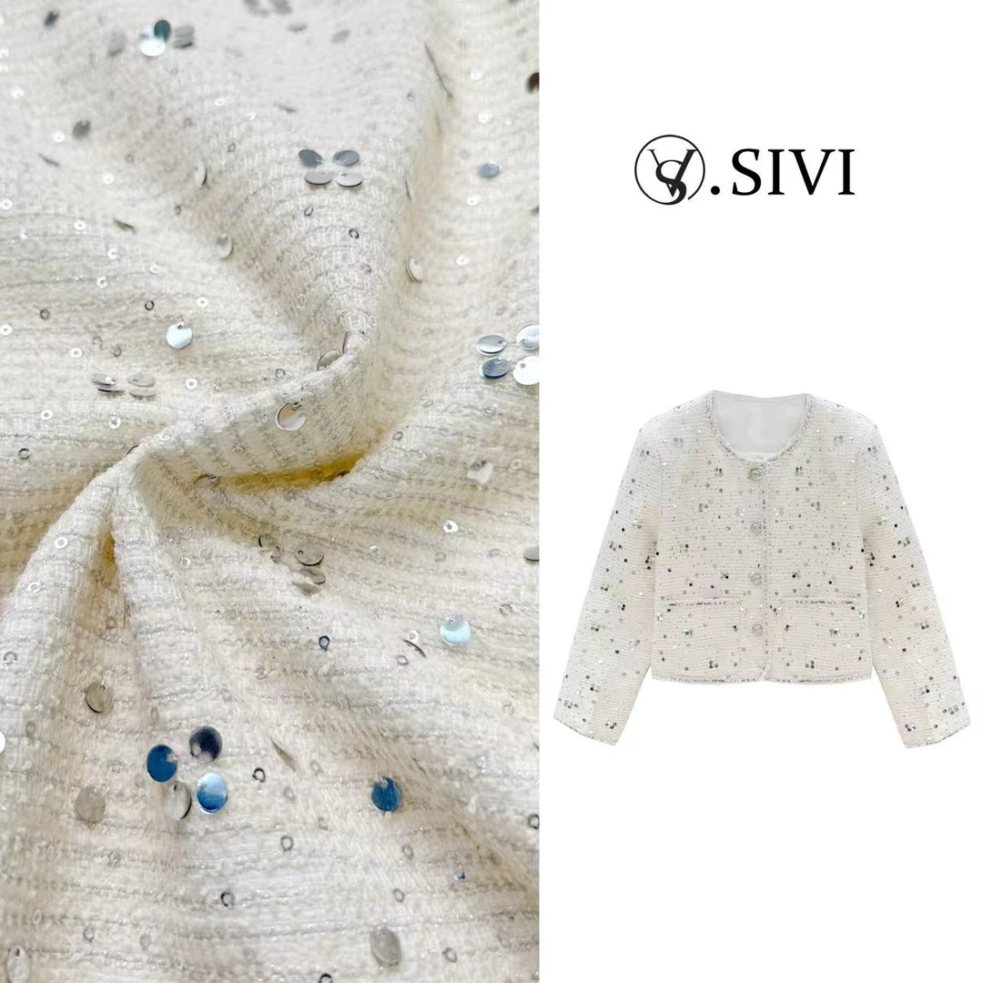 熙薇【绚烂多彩】2025早春新款时尚休闲气质小香风亮片外套H1076