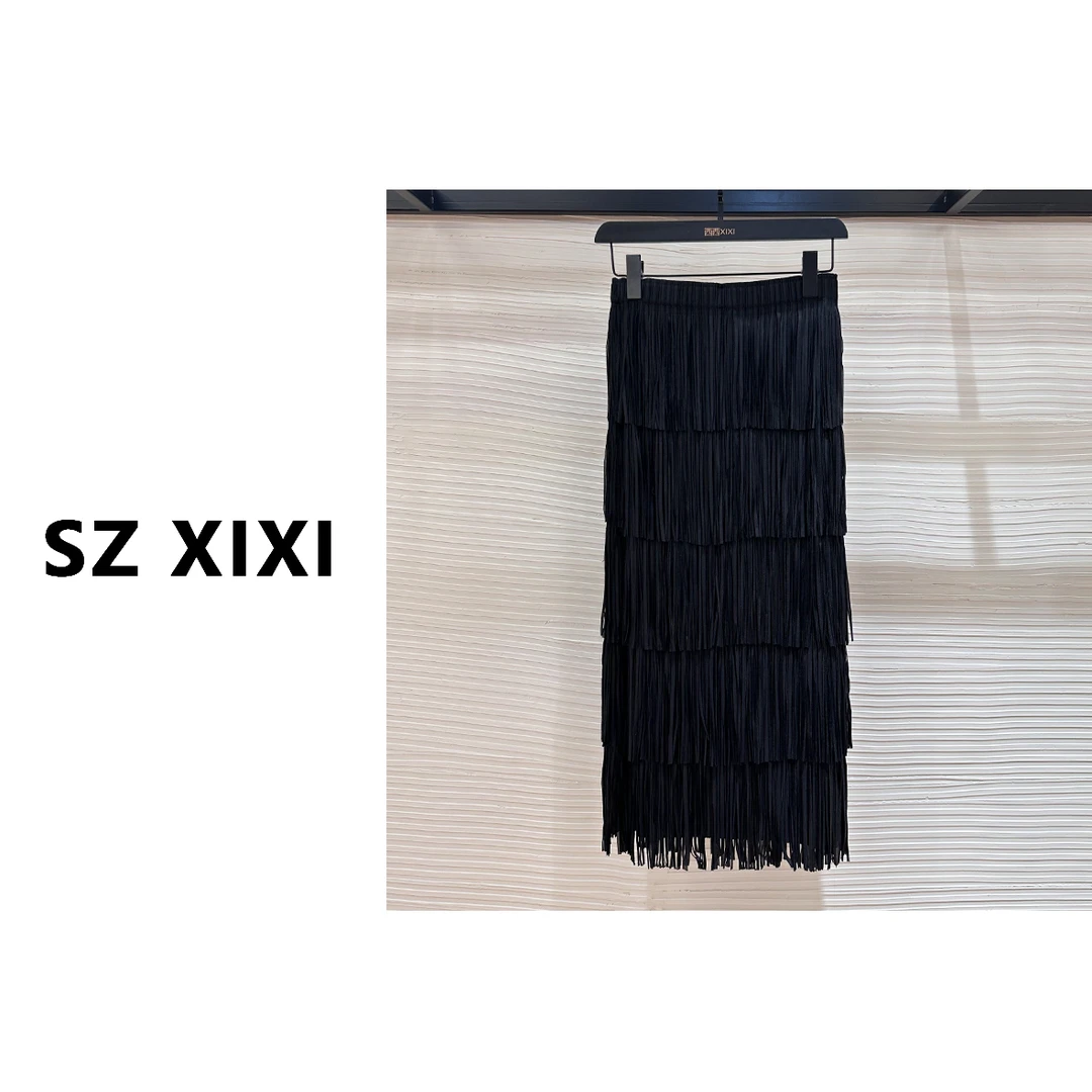 【D•er】层层流苏高级显瘦百褶半身裙