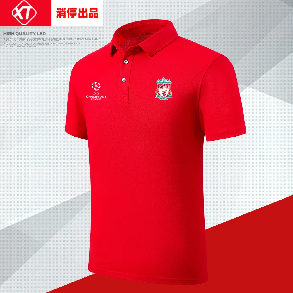 2025年欧冠利物浦polo短袖t恤衫萨拉赫红军英超夺冠纪念翻领纯色T