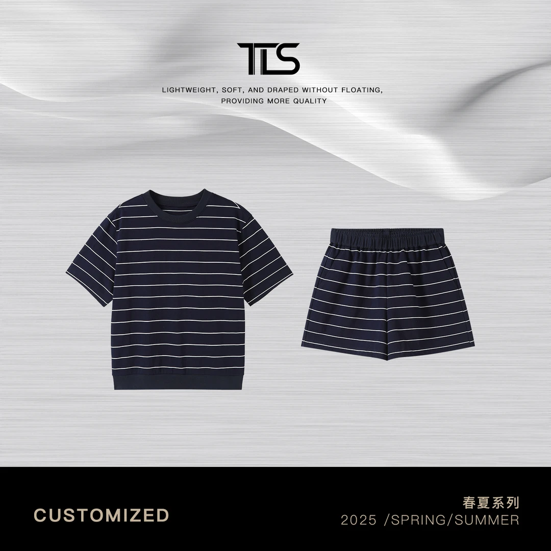 TT【慵懒套装】纯棉极简慵懒松弛感时尚条纹套装T072