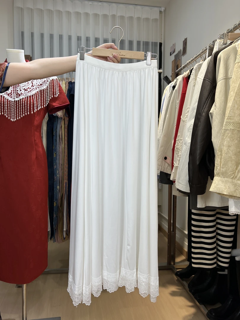 新中式旗袍气质白色衬裙蕾丝显高显廋裙子百搭显瘦旗袍搭配裙子