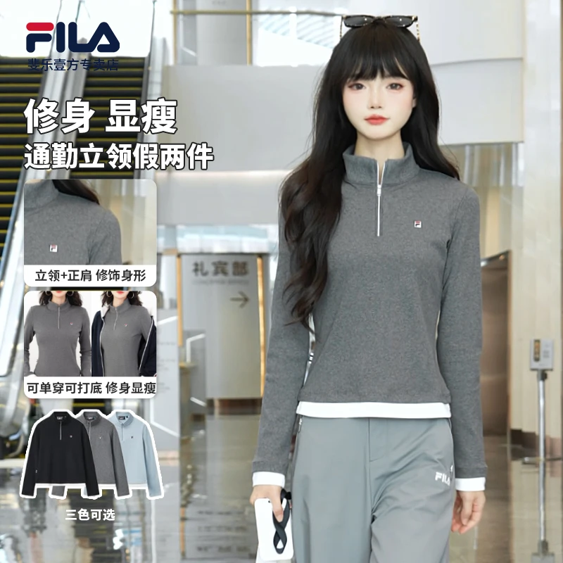 fila斐乐2025年早秋新款女士运动休闲百搭长袖T恤衫F11W548204F