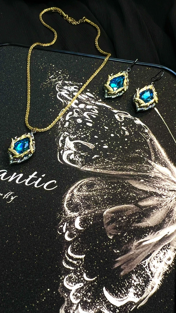 铜锆石吊坠 中古款纯铜24K铜镀真金项链一套