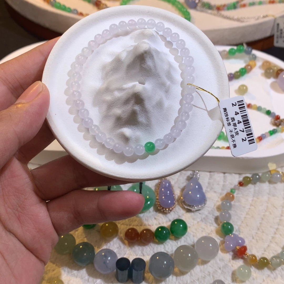 翡翠散珠冰种玛卡龙5mm
