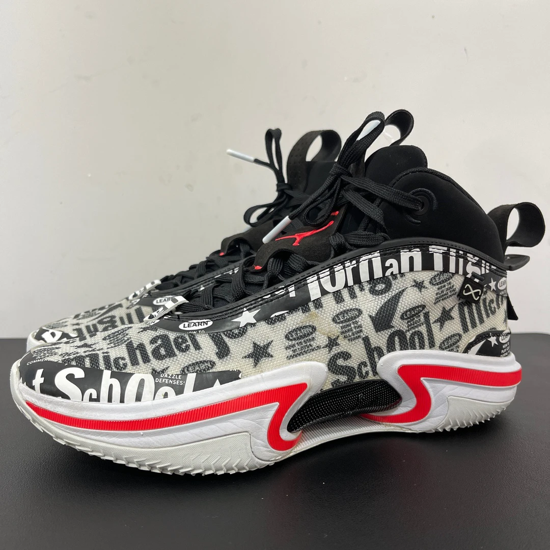 90新 AIR JORDAN 42.5码/AJ36满印黑色白红潮鞋球鞋/9新/原盒
