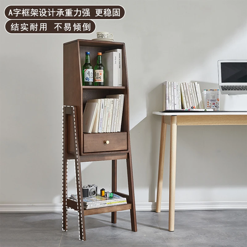 北欧实木书架置物架简约沙发边几造型客厅电视机边柜落地小型书柜