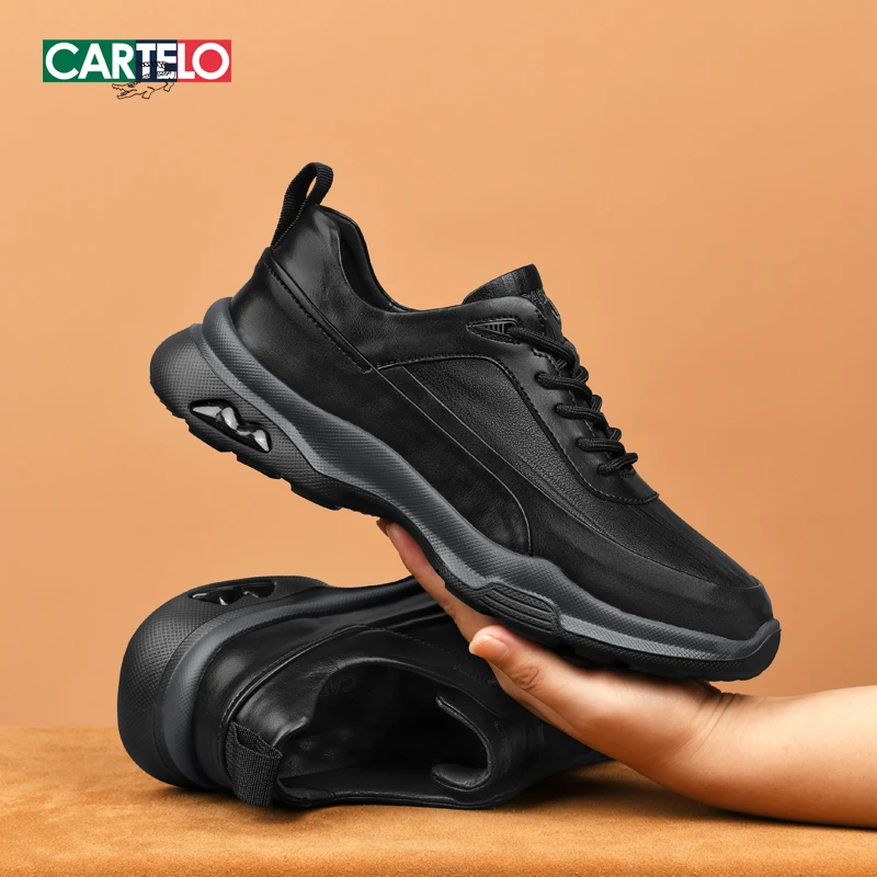 卡帝乐鳄鱼男鞋春秋季皮面透气休闲皮鞋户外软底软面老爹鞋男