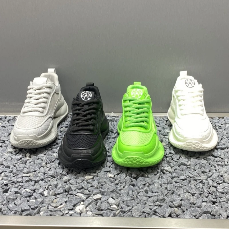 男鞋2025春季新款透气休闲运动鞋防滑厚底老爹鞋男士潮流时尚潮鞋