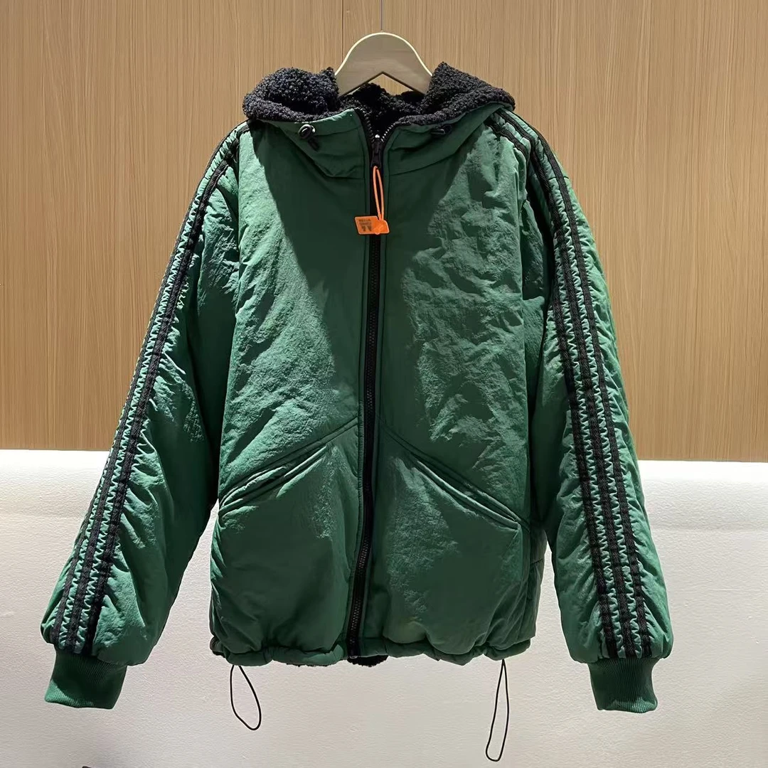 18109新款冬季双面穿加绒加厚时尚百搭气质显瘦连帽棉服