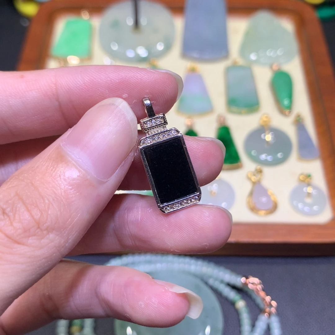 翡翠银S925镶嵌吊坠(不含链)
