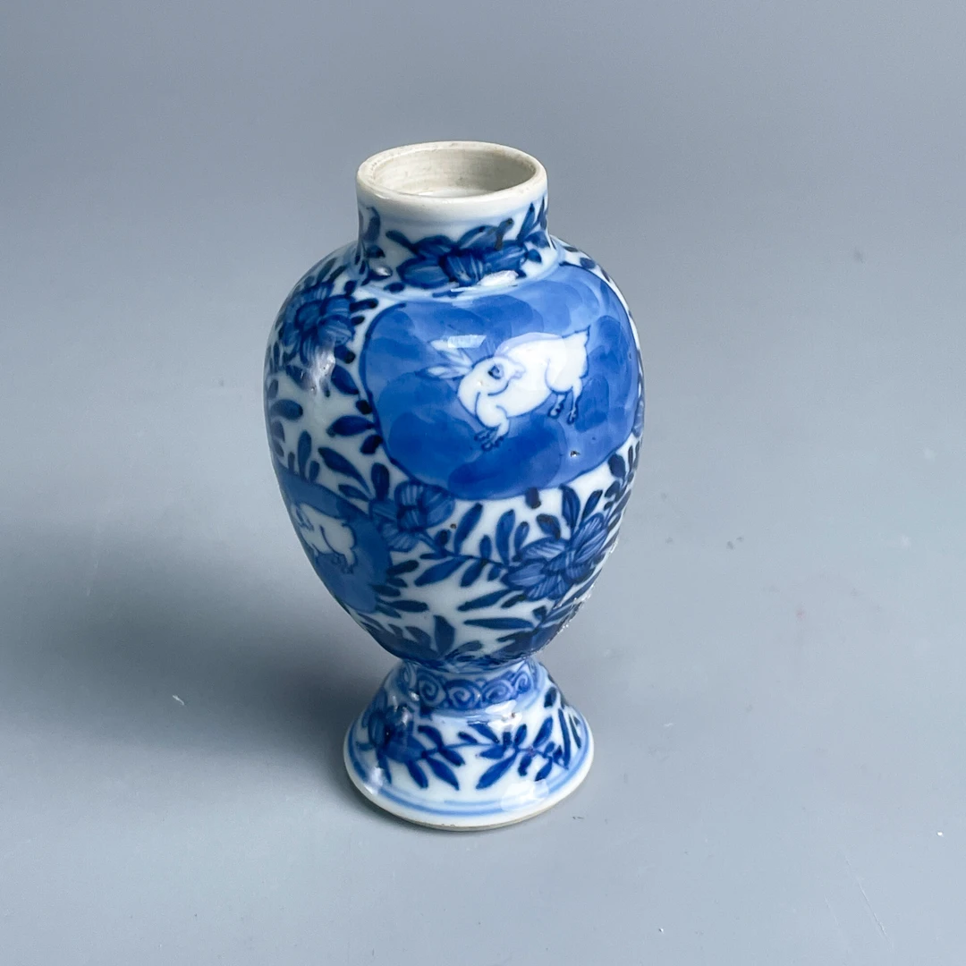 瓷器/古董康熙青花花鸟纹瓶-M25BT006D98古玩/收藏/文物/绣花张