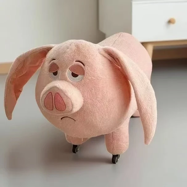 飞天猪板凳儿童滑轮凳溜溜凳沙发脚踏入户换鞋欧貂毛玩偶毛绒可爱