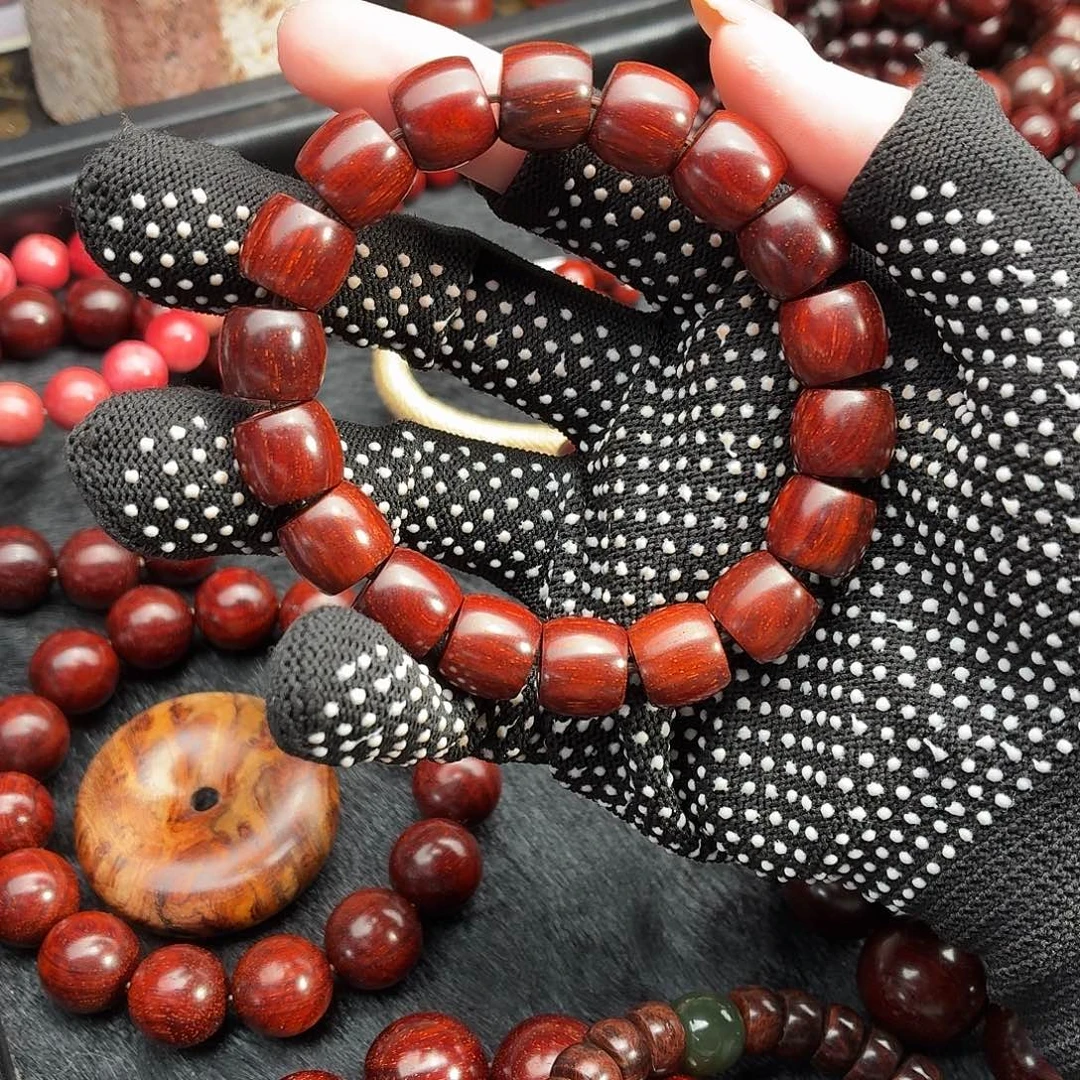 老***、小叶紫檀手串/手链原汁原味龙鳞底金星直切