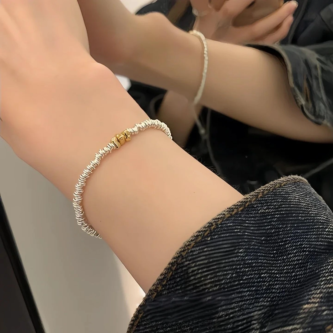 老凤祥款金色碎银子盘缠手链轻奢小众精致女冷淡风