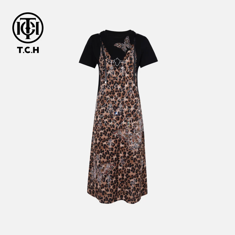 TCH私服烫钻工艺新时尚淑女百搭潮流连衣裙女T75B30E5130轻奢tch