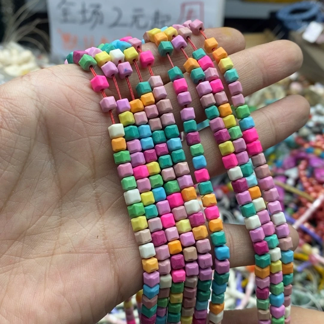 玛瑙/玉髓未镶嵌珠宝半成品一条4mm天然石方糖切面L548