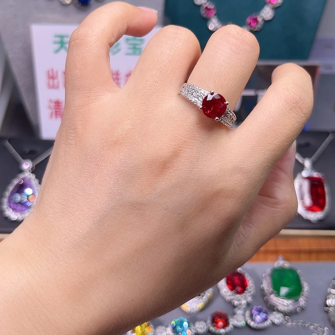 红宝石戒指银S925镶嵌t z 94