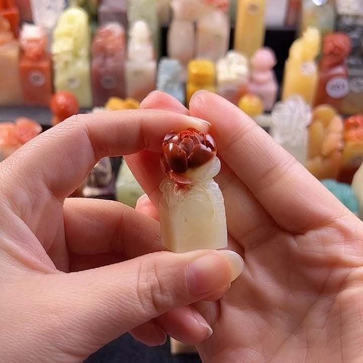 老挝石印石手工定制1.6厘米，荷花