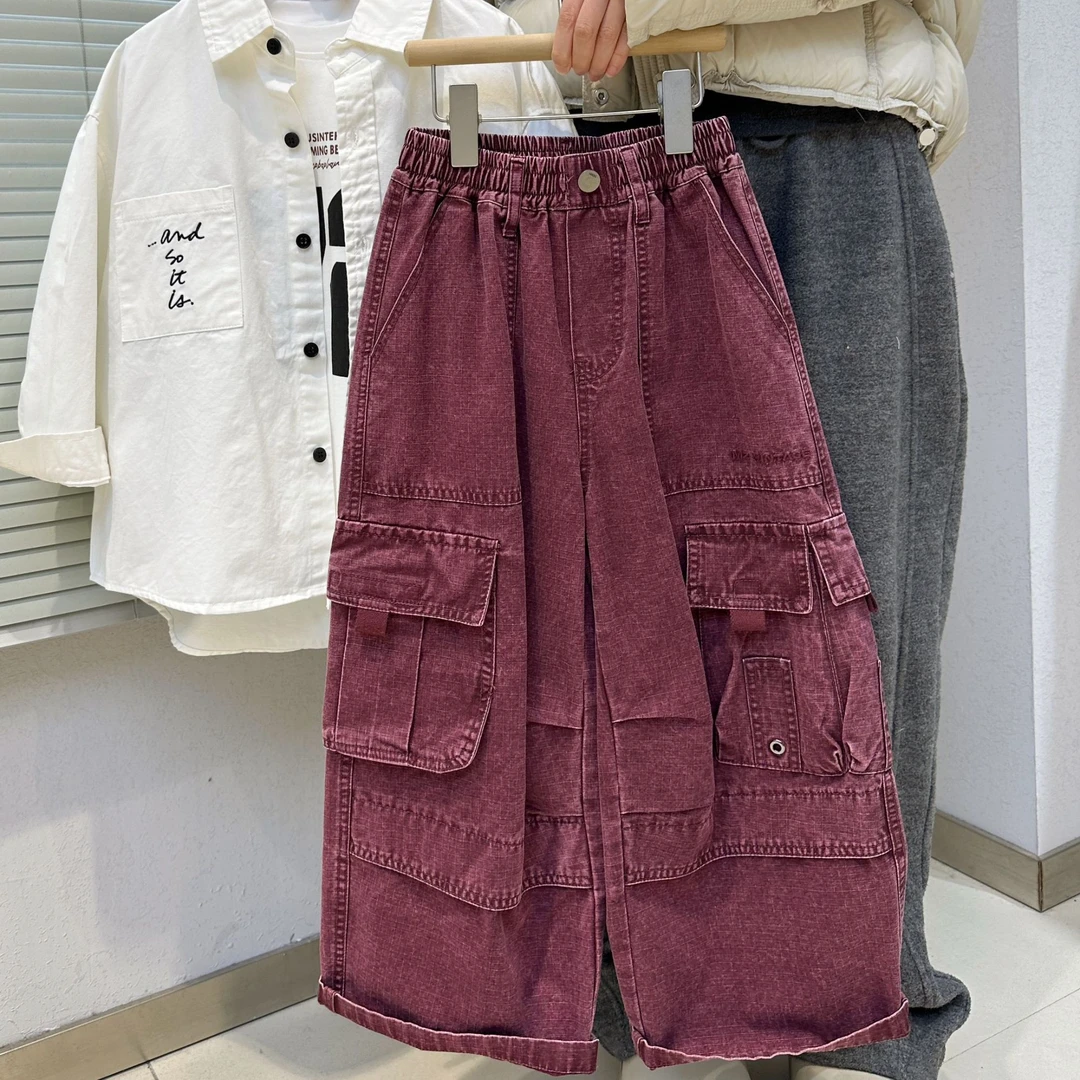 断码清仓   中大童帅气工装夏季牛仔裤帅气长裤阔腿百搭