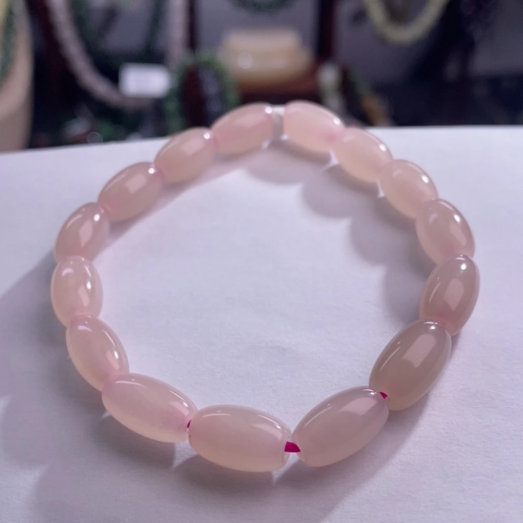 和田玉藕粉米珠手串7.3MM未镶嵌