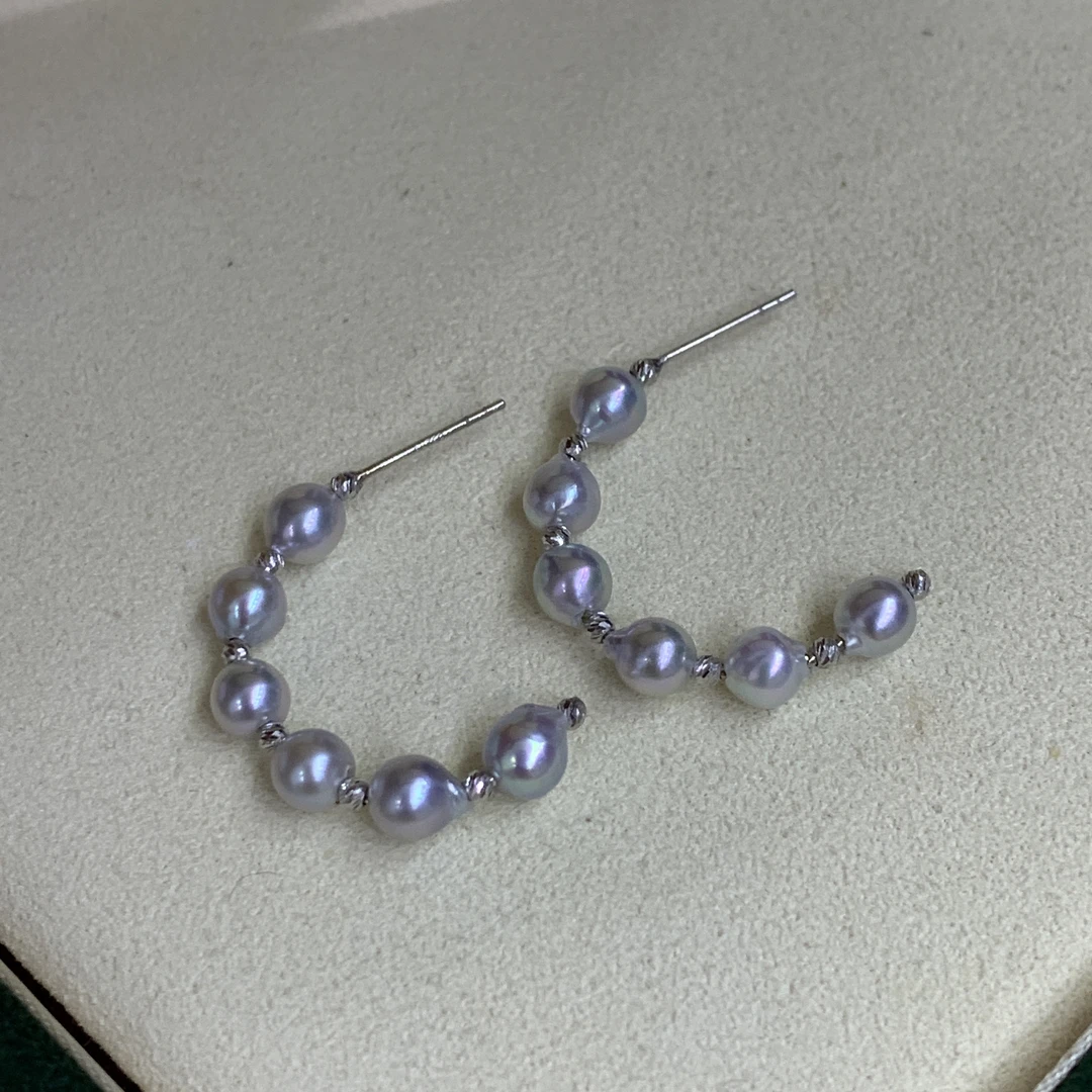 七分「双C」 5-6mm真多麻微巴耳圈 18k厚金 天然色稀有色 日常百搭