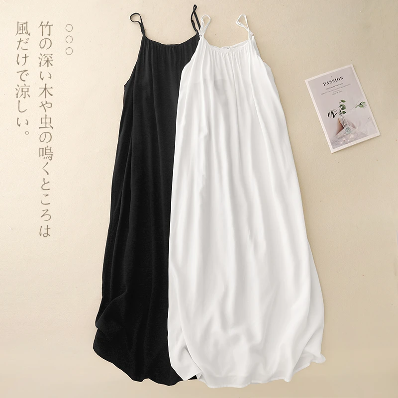 白色垂感加长吊带裙显瘦连衣裙女式2025夏新款背心褶皱气质长裙子