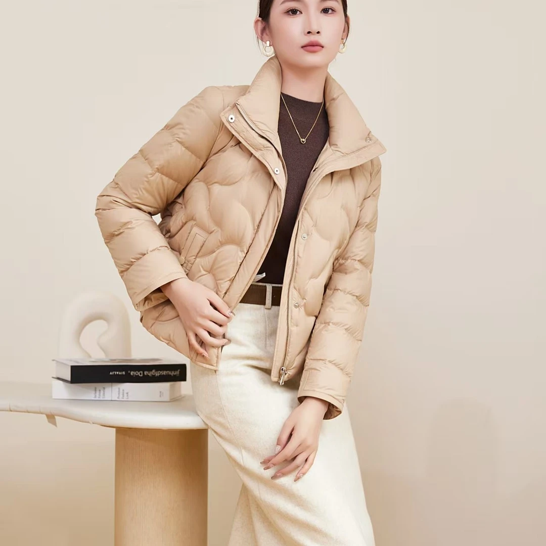 黛莉公主羽绒服秋冬新款短款立领休闲㱁白鸭绒5526款